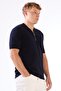 Men's slim fit polo collar navy blue knit t-shirt - 4