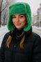 Green Women's Beret Hat - with Faux Fur and Headphones