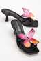 Lepi Elegant Thin Heeled Slippers with Colorful Butterfly Accessories - 3