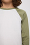 Boy's Crew Neck Long Sleeve Color Block Ecru T-Shirt - 4