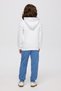 Boy's Hooded Embroidered Kangaroo Pocket Contrast Stitching Detailed White Sweatshirt - 2