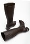 Women's Leather Zip-Up Elastic Knee-High Square Toe Heeled Boots - 3