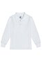 Unisex Long Sleeve Polo Collar Cotton White School T-shirt