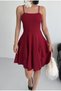 Thin Strap Skirt with Fold Detail Burgundy Evening Dress Graduation Dress - 6