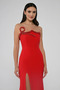Women's Evening Dress Strapless Stone-Embellished Neckline Detail Asymmetric Cutout with Slit Stylish Evening Dress
