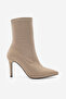 Women's Pointed Toe Zipperless Stretch Suede Heeled Boots Pesina Mink - 3