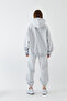 Oversize Unisex Tracksuit Set Gray Melange – Basic, 3 Thread Fleece; Hooded Top, Elasticated Bottom - 7