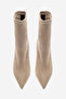 Women's Pointed Toe Zipperless Stretch Suede Heeled Boots Pesina Mink - 5