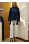 Denim blue in sturdy washed cotton shirt with collar and button down front - 5
