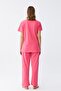 Women's Short Sleeve Cotton Combed Pajama Suit Fuchsia 4213 - 7