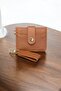 Tan Color Mini Women's Wallet with Keychain and Card Holder Detail - 5