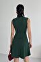 Crew Neck Belt Accessory Emerald Dress - 4