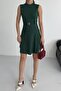 Crew Neck Belt Accessory Emerald Dress - 5