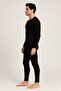Black Long Sleeve Top and Bottom Men's Thermal Underwear Set - 3