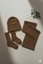 Luxury Wool Winter Brown Scarf Beanie 2 Pair Socks Set - 3