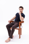 Cotton Pocket Plaid Printed Elastic Waist Stylish and Comfortable Men's Pajama Bottoms Brown - 4