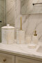 Decorative Porcelain Tree of Life Patterned Gold Detailed 5-Piece Bathroom Set