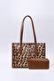 Leopard Shk173 Faux Leather, Single Compartment, Zippered, Hand, Arm and Shoulder Bag with Makeup Bag