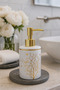 Decorative Porcelain Tree of Life Patterned Gold Detailed 5-Piece Bathroom Set - 5