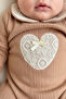 Long Sleeve 100% Cotton Baby Collar Gift Baby Girl Romper with Booties 3-9 Months Tan - 2