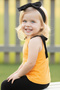 Girl's Mustard Violet Halter Neck Sleeveless Bodysuit with Bow Bandana Newborn Set