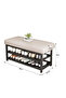 FFD 2-Tier Shoe Rack with Soft Cushion, Metal Frame Entryway Shoe Changing Stool, Space-Saving Beige - 2