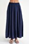 4612 Women's Pleated Loose Skirt with Side Pockets Navy Blue - 5