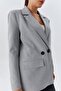 4516 Women's Sheepskin Blazer Jacket Gray - 3
