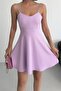 Thin Straps Backless Flared Graduation Dress Lilac - 7
