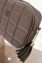 Brown Quilted Women's Shoulder Bag with Thick Cross Strap - 7