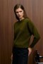 Nanna Women's Oversize Fit Soft Cashmere Crew Neck Thick Knitwear Khaki Sweater - 3