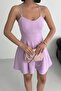 Thin Straps Backless Flared Graduation Dress Lilac - 8