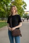 Brown Quilted Women's Shoulder Bag with Thick Cross Strap - 3