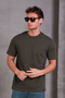 Unisex Slim Fit Slim Fit 100% Cotton Soft Textured Khaki Crew Neck T-Shirt - 2