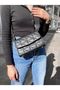 Adjustable Hand and Shoulder Bag with Column Strap and Embroidery Pattern - 5