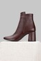 Women's Burgundy Genuine Leather Size 36-41 Thick Heel Ankle Boots - 2