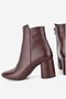 Women's Burgundy Genuine Leather Size 36-41 Thick Heel Ankle Boots - 4