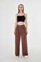 Women's Brown Pleat Detailed Palazzo Trousers