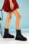 Women's Black Leather Orthopedic Combat Boots - 3
