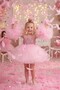 Pink Sequined Sleeve Detailed Style Children's Evening Dress - 2