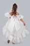 Flared Madonna Collar Puffy Chiffon Luxurious White Children Evening Dress Aby218 - 4