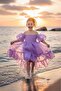 Flared Madonna Collar Puffy Chiffon Luxurious Lilac Children Evening Dress Aby218