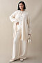 Buttoned Triple Ecru Knitwear Set - 4
