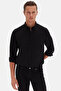 Slim Fit Black Oxford Button-Down Collar Easy-Iron Embroidered Detail Cotton Shirt - 4
