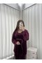 Women's Pajama Set with Plum Underwear and Velvet Dressing Gown - 6