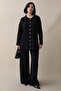 Buttoned Ribbed Black Knitwear Set