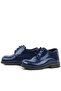 Navy Blue Patent Leather Rubber Laced Oxford Baby Shoes - 4
