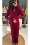 Finger-Looped Ribbed Half-Fisherman Knit Crop Sweater Pants Knitwear Bottom-Top Set - 7