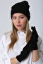 Unisex Black Knitted Gloves - 2