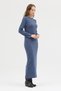 Indigo Shoulder Button Detailed Knitwear Long Dress 8154A - 3